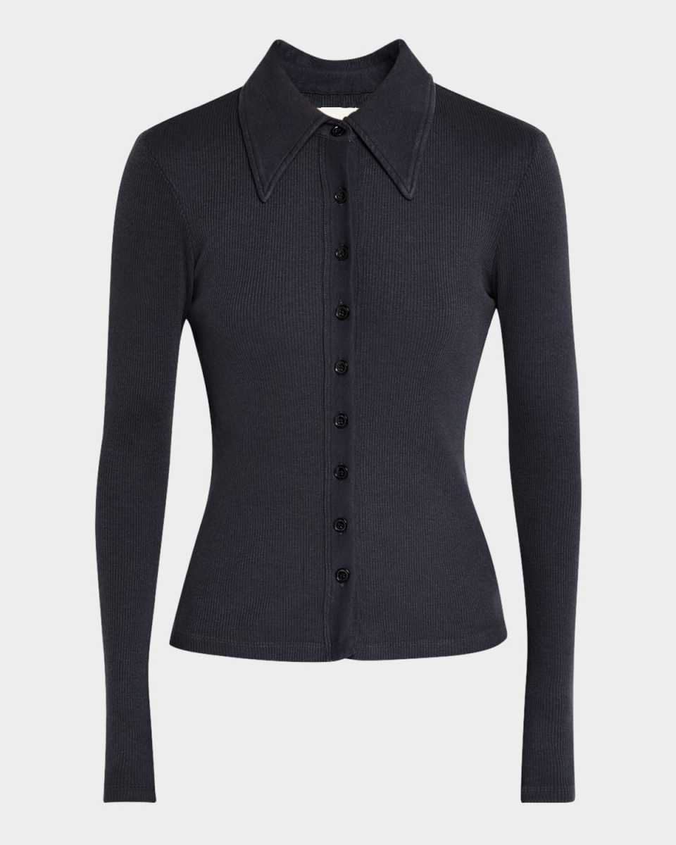 Gila Long-Sleeve Rib Polo Top